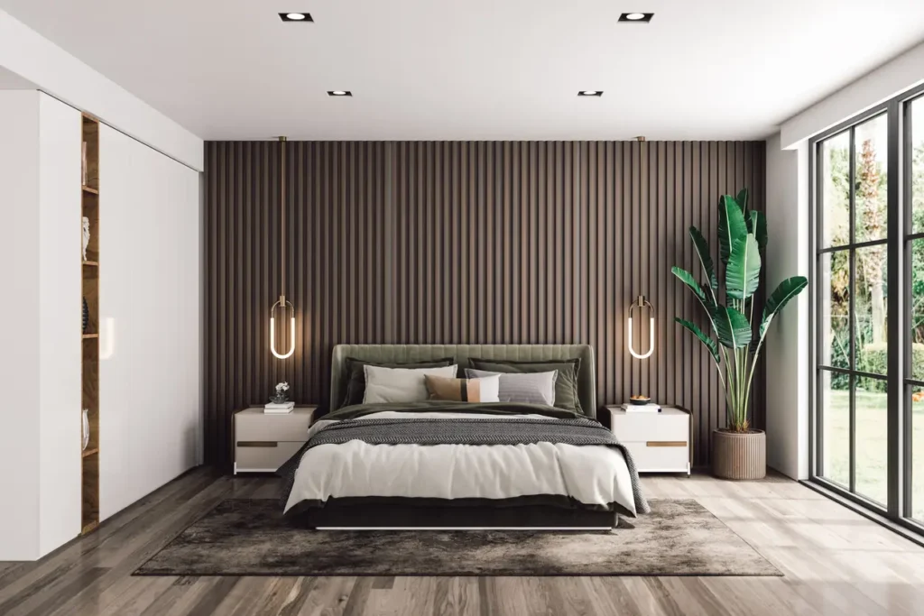 Luxury, modern master bedroom built by remodeling contractors in Admirals Cove, FL.