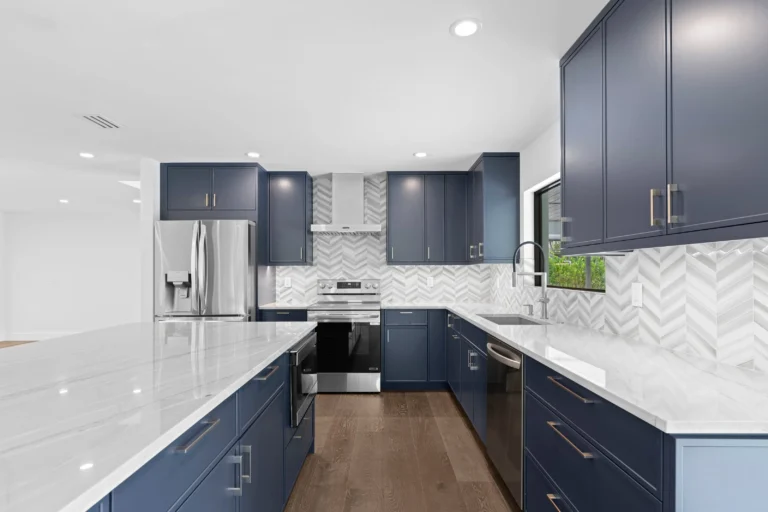 Kitchen remodel after full design and build process including countertop contracting and kitchen design.