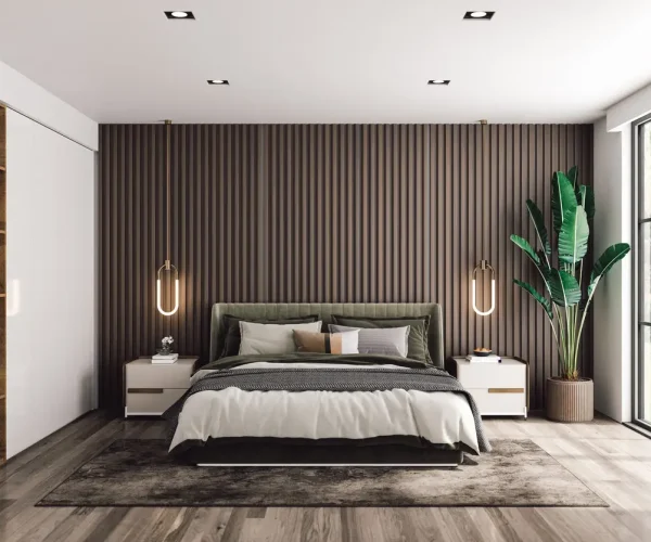 Luxury, modern master bedroom built by remodeling contractors in Admirals Cove, FL.